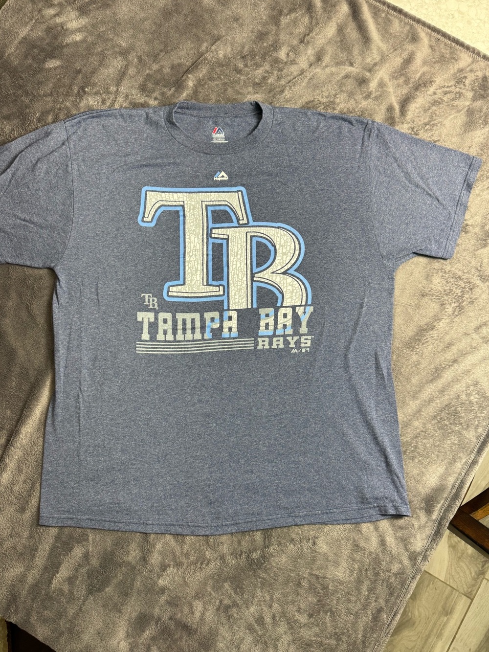 Majestic Heather Navy Tampa Bay Rays Logo Tee